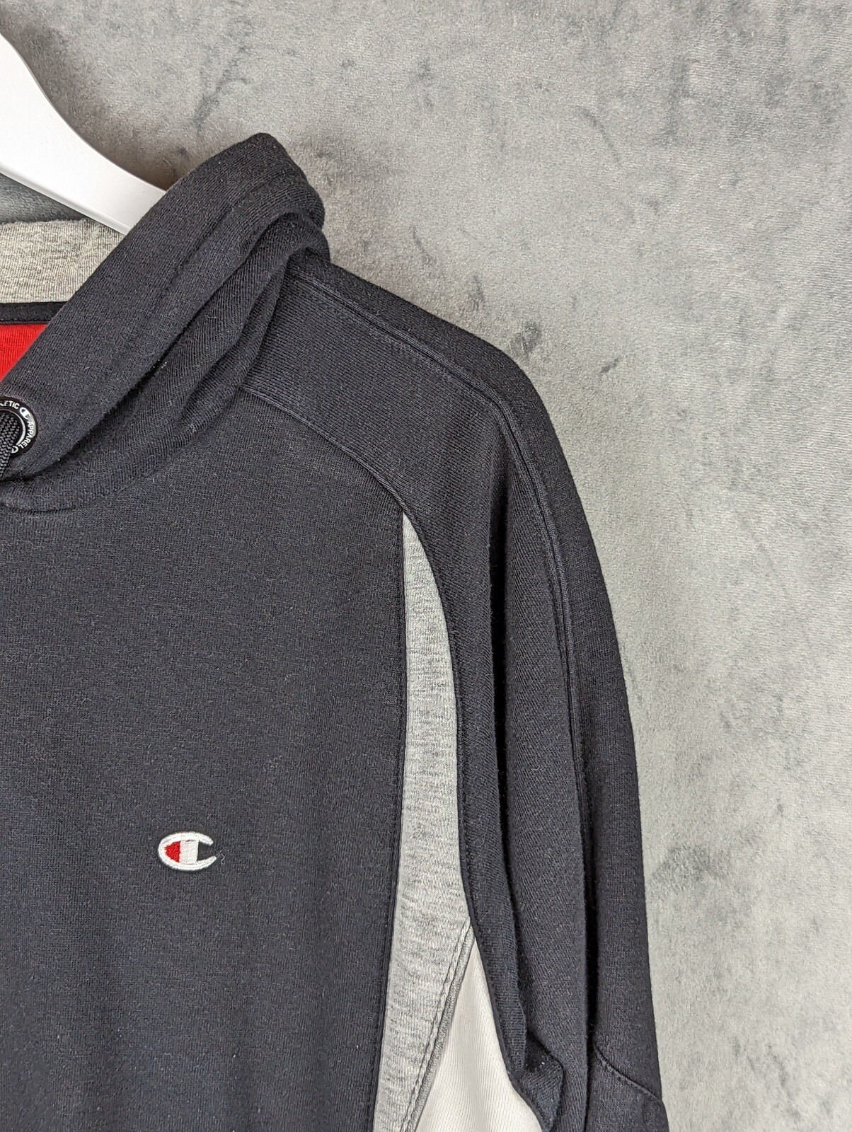 Champion Hoodie Size Small Black Long Sleeve Cotton Mix Logo Activewear image 6