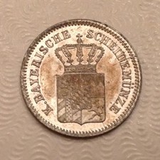 - Germany 1862 Bavaria One Silver Kreuzer  Choice Uncirculated Unc