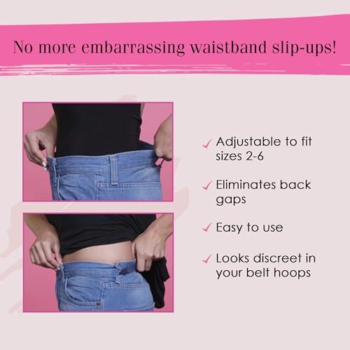 Hollywood Fashion Secrets Hip Hugger, Black, Elastic Belt Alternative, One Size - Picture 4 of 8