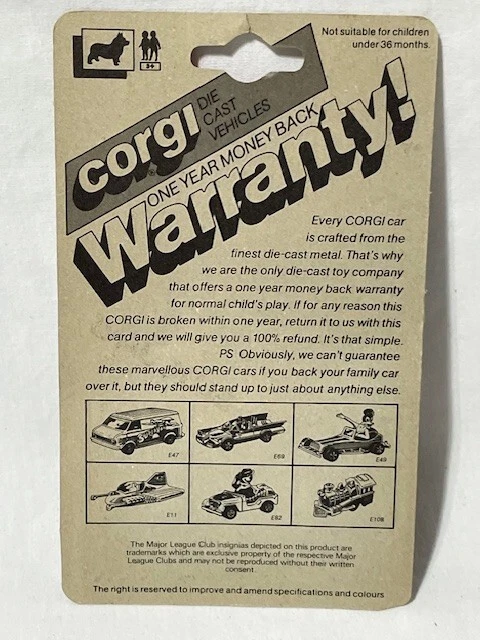 Vintage 1982 CORGI MLB Baseball Ford Mustang Cobra Toronto Blue Jays, 1/64 - Image 3 of 3