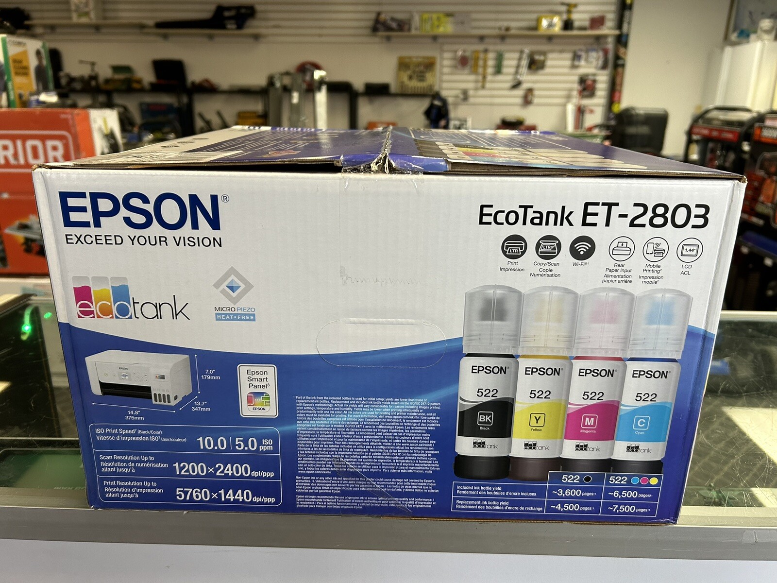 NEW Epson Ecotank ET2803 Inkjet Printer, Copier, Scanner, White(FREE S