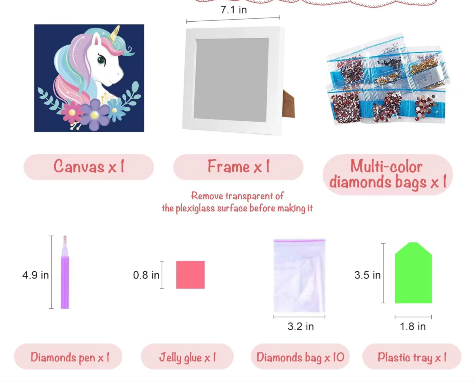 DIY 5D Diamond Painting Kits for Kids Unicorn Wooden Frame Diamond Arts