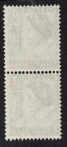 AUSTRALIA 1951 2d YELLOW - GREEN QUEEN ELIZABETH (COIL PAIR) MNH NO WMK. - Picture 2 of 2