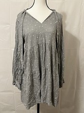 Women's Zara Grey Long Sleeve Dress with White Dots - Size 5/S