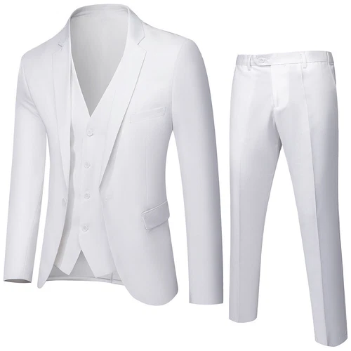 Mens 2-Piece Set Suit Business Blazer Jacket Pant One Button Coat Suits Slim Fit - Picture 15 of 31