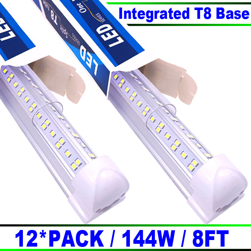 8Ft LED Tube Light Bulb 144W LED Shop Light Ceiling Fixture 6500K 18000lm 12 Pc