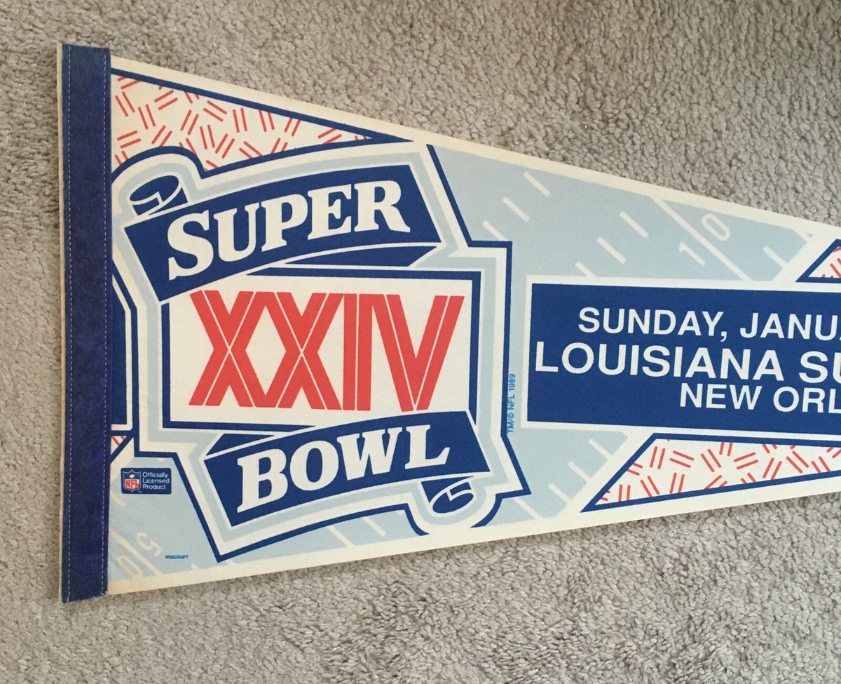 VINTAGE 1990 NFL SUPER BOWL XXIV FELT PENNANT SAN FRANCISCO 49ERS