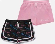 New Champion Girl's 2.5" Black/Pink 2-Pack Active Shorts Size 5/6 Polyester