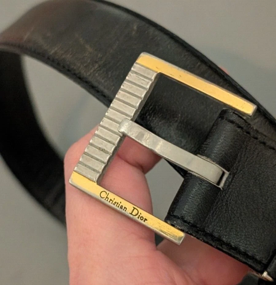 Ceinture noire unisexe Christian Dior vintage taille 32