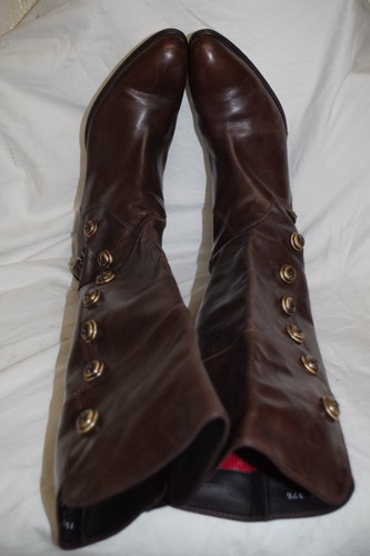 J Cesare Paciotti Italy Brown Leather Button Riding Boots w/ Red Bottom 37 1/2 - Picture 8 of 9