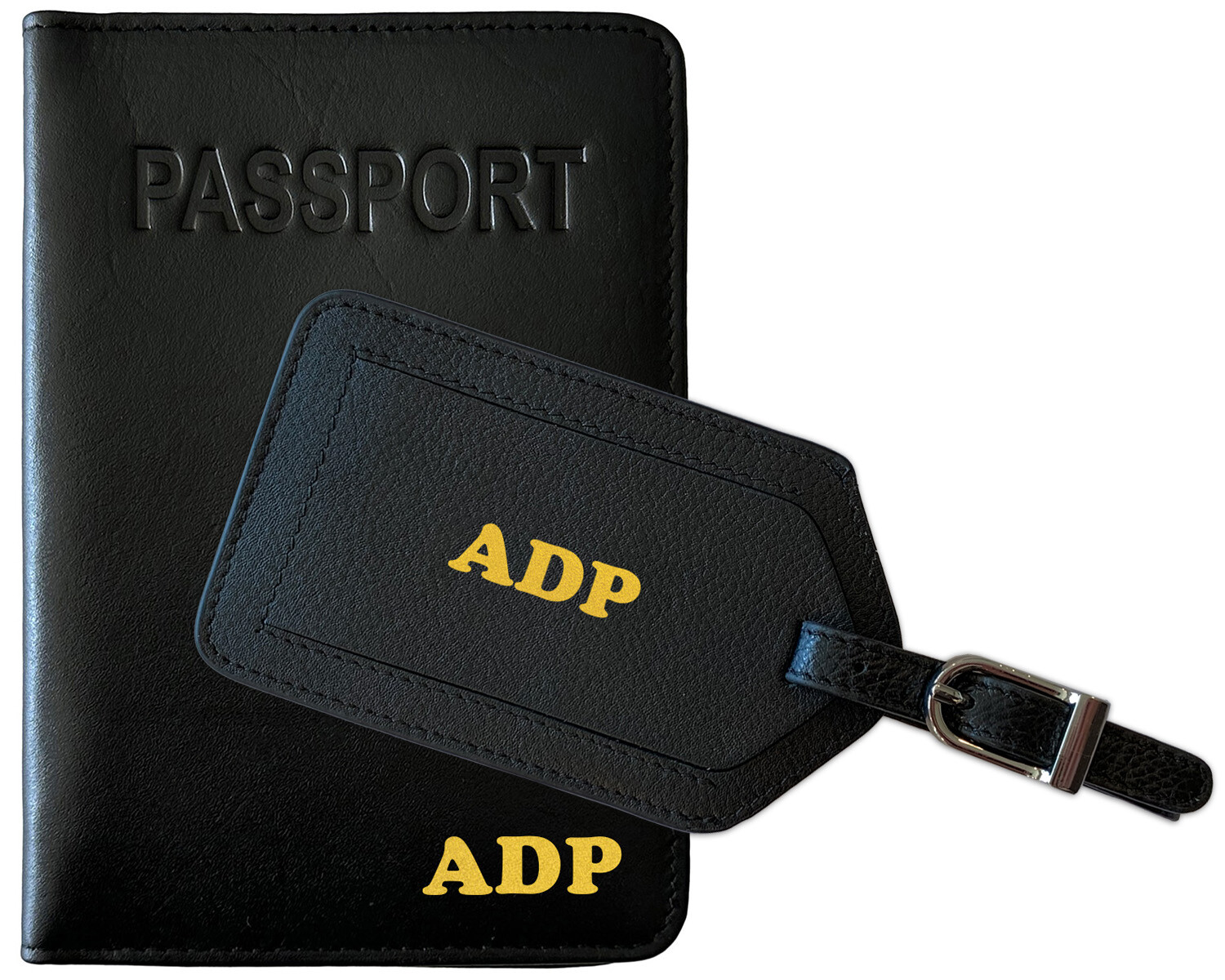 Monogrammed Leather RFID Passport Holder with Luggage Tag-image