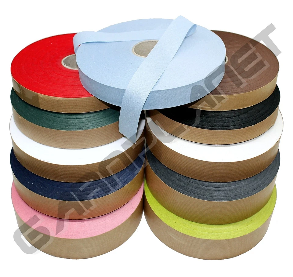 GP (0,25 €/m) Baumwolle Schrägband, ungefalzt, 24mm x 100m, Deutsche Ware, FARBWAHL