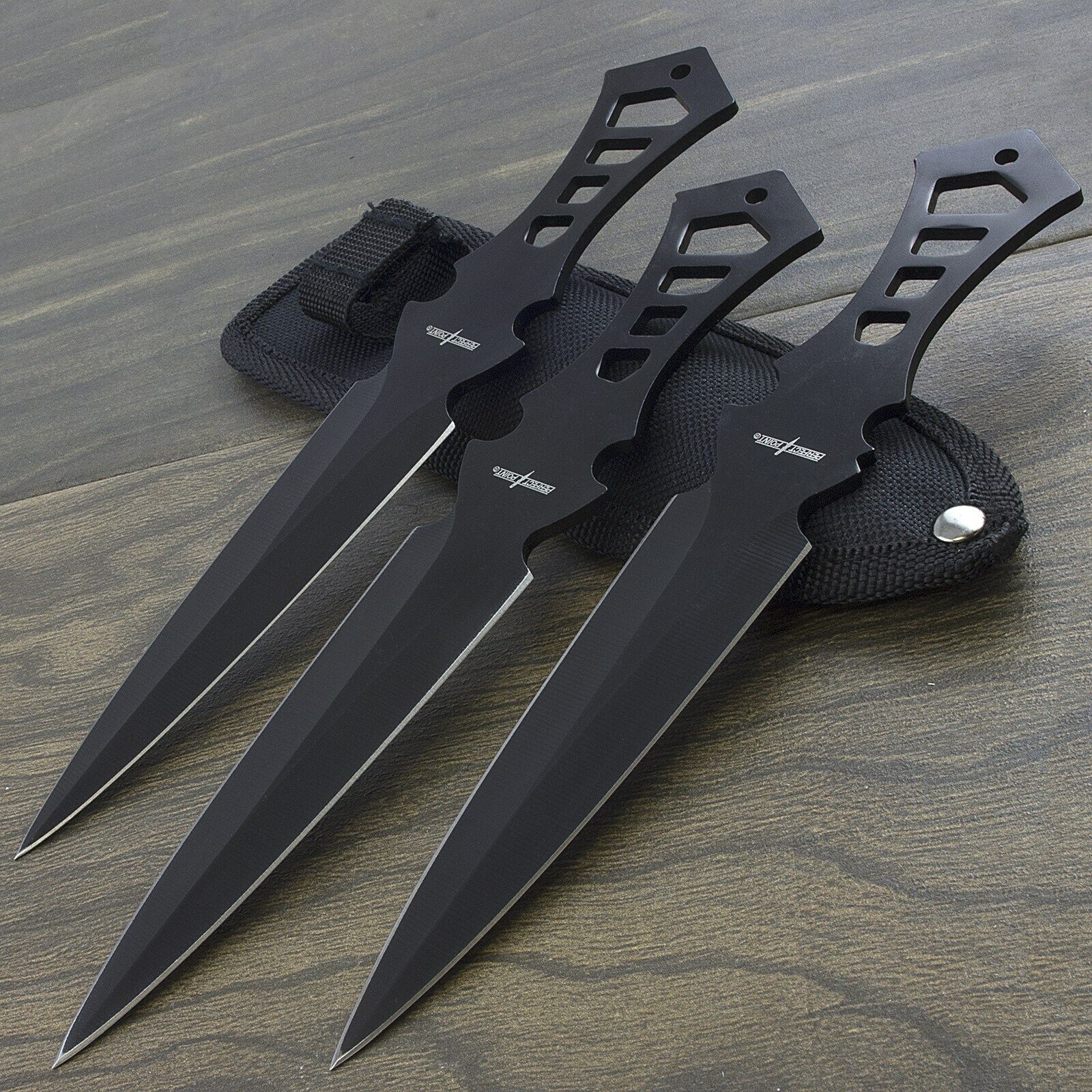 3Pc 6.5 Ninja Tactical Combat Kunai Throwing Knife Set w/ Sheath BLACK -  MEGAKNIFE