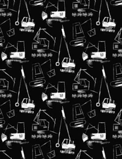 3 Yards Quilt Cotton Fabric - Dear Stella See You Later Excavators Toss Black