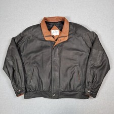 Remy Suede Leather Bomber Jacket Men 44 Black Tobacco Collar Made in USA Retro