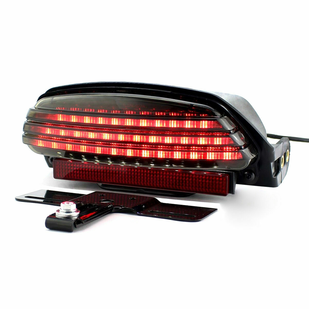 Tri-Bar LED Tail Turn Signal Light For Harley Softail Models (FXST, FXSTC, FXSTB, Cross Bones, Night Train) - Black Housing, Rear Fender Mount