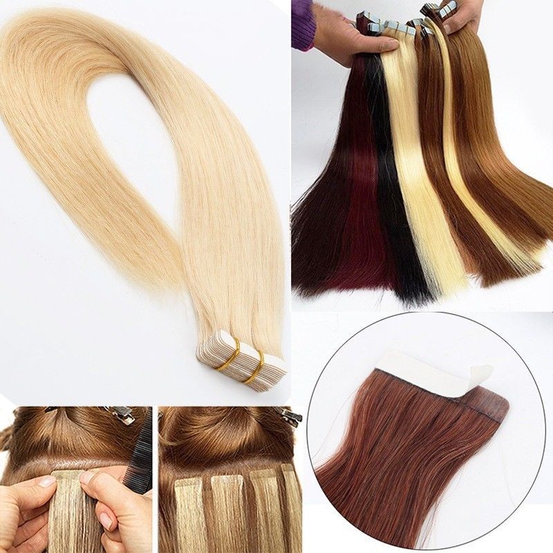 Seamless Tape In Pu Gray Ombre 100% Remy Human Hair Extensions - Main Image