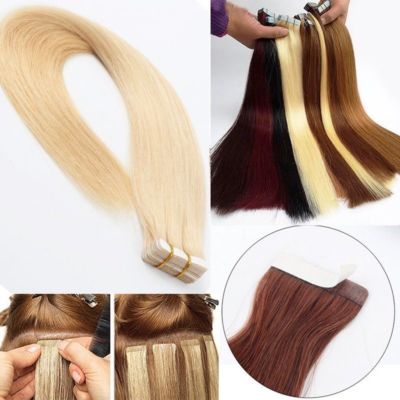 Seamless Tape In Pu Gray Ombre 100% Remy Human Hair Extensions Full Head