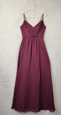 Davids Bridal Women Dress 4 Burgundy 100%Polyester Sleeveless Side Slit Maxi Fit