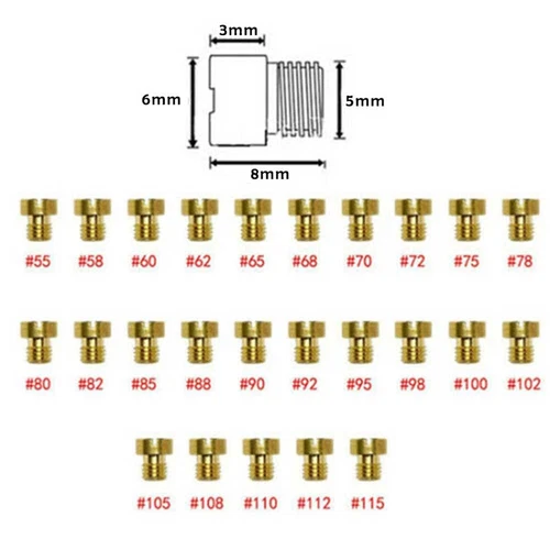 25Pcs Main Jet Set 55-115 M5 5mm For Dellorto PHBG VHBT Carburetor Vergasers AU - Picture 8 of 11
