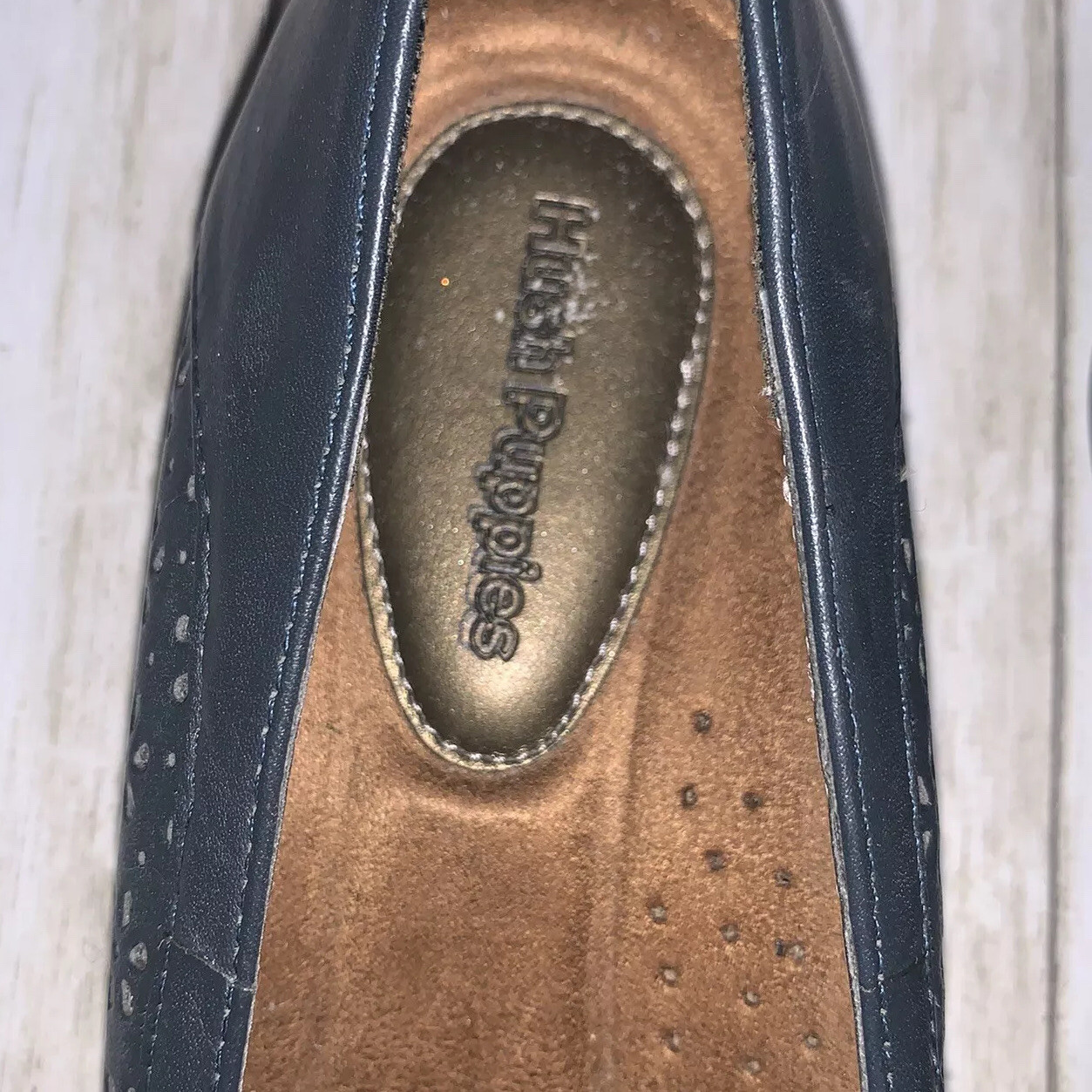 Hush Puppies Womens Size 7.5 N H504841 Slip On Blue Leather Pump