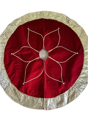 Valery Madelyn Christmas Flower Tree Skirt Red Velvet Gold Sequin Poinsettia 48 
