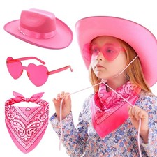 Pink Cowgirl Hat Girls Cowboy Hat Kids Western Cowgirl Hat Bandana heart shap...