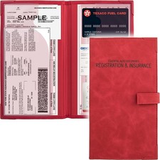 Vehicle Document Organizer Auto Insurance  Registration Card Holder Red