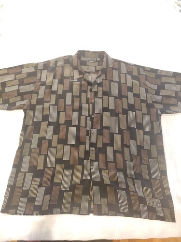 Gochu Men's Short Sleeve Black Geometric Print Size 5XL Button Up Shirt - Picture 6 of 8
