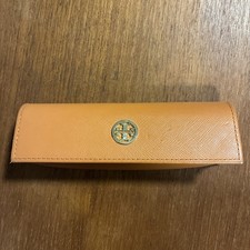 Tory Burch Orange Leather Eye/SUNGLASSES Case Holder ONLY Small Magnetic