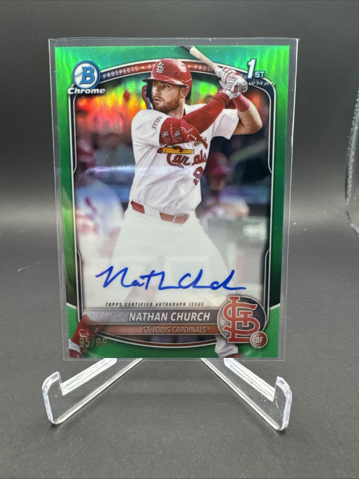 2025 Bowman Chrome Nathan Church Bowman 1st Auto True Green /99 Cardinals