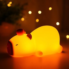 Capybara Night Light Cute Squishy Silicone Nursery Nightlight Dimmable Animal...