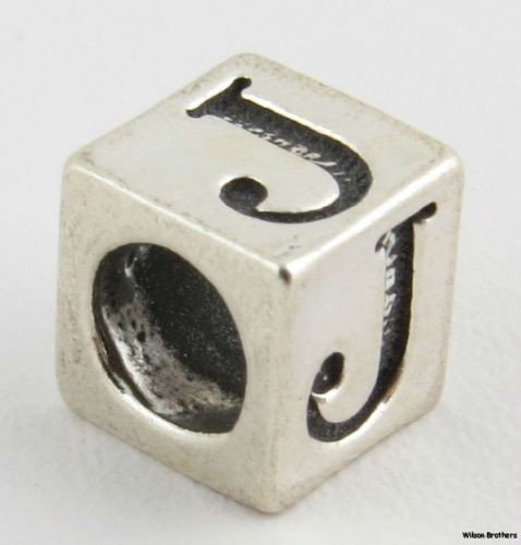 Buchstabe J Charm Block Perle - Sterling Silber 925 Initialen Modeschmuckherstellung - Bild 1 von 5