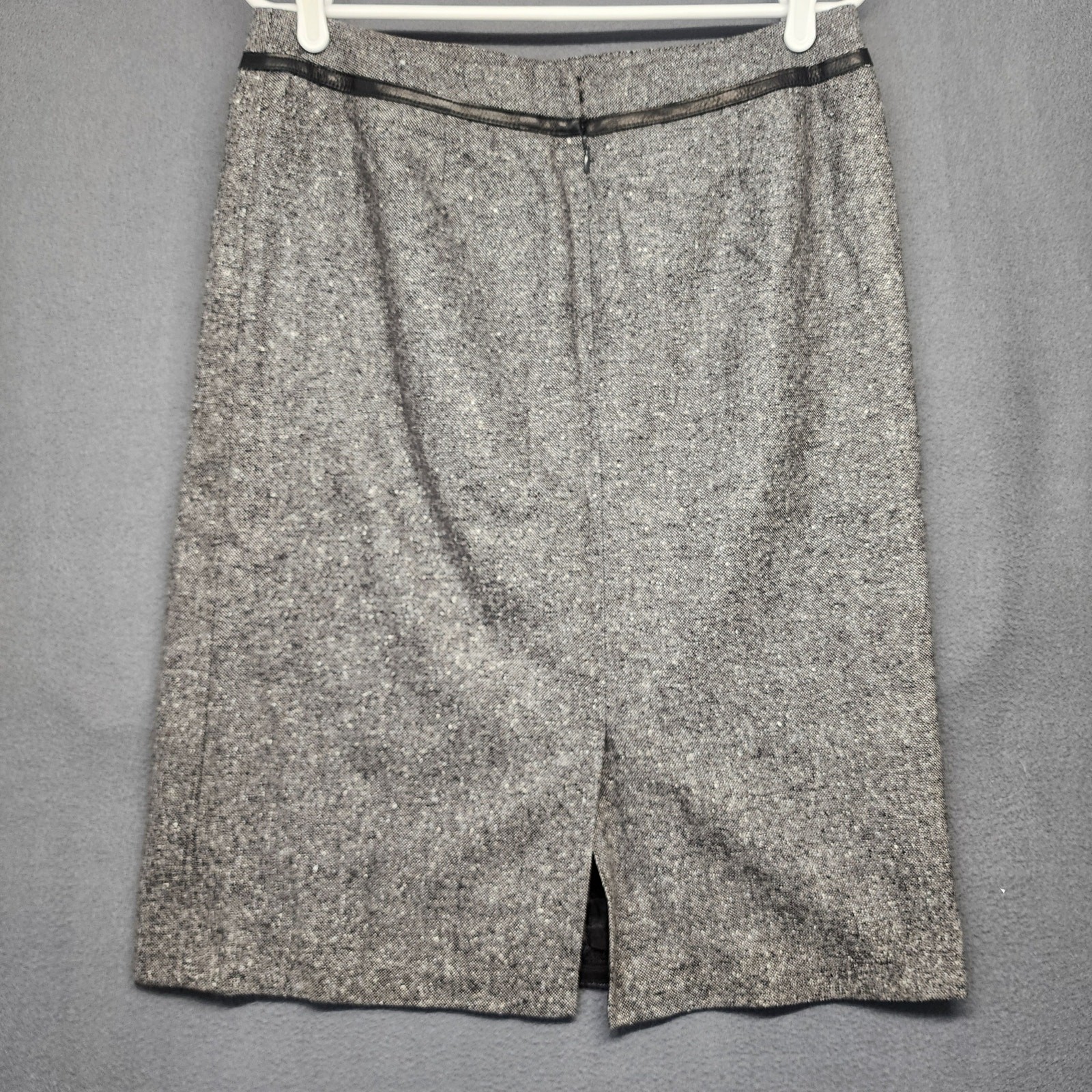 Pendleton Skirt Womens 12 Grey Wool Silk Leather Pencil Slit Zip Classic USA