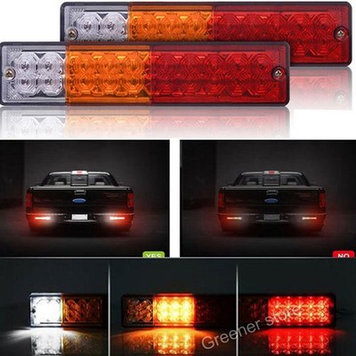 2 Pcs 12V 10 LED Rear Tail Light Indicator Brake Reversing Trailer Truck Lamp