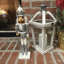 Wooden Christmas Nutcracker, 15", SOLDIER IN GREY/SILVER UNIFORM  SCEPTER