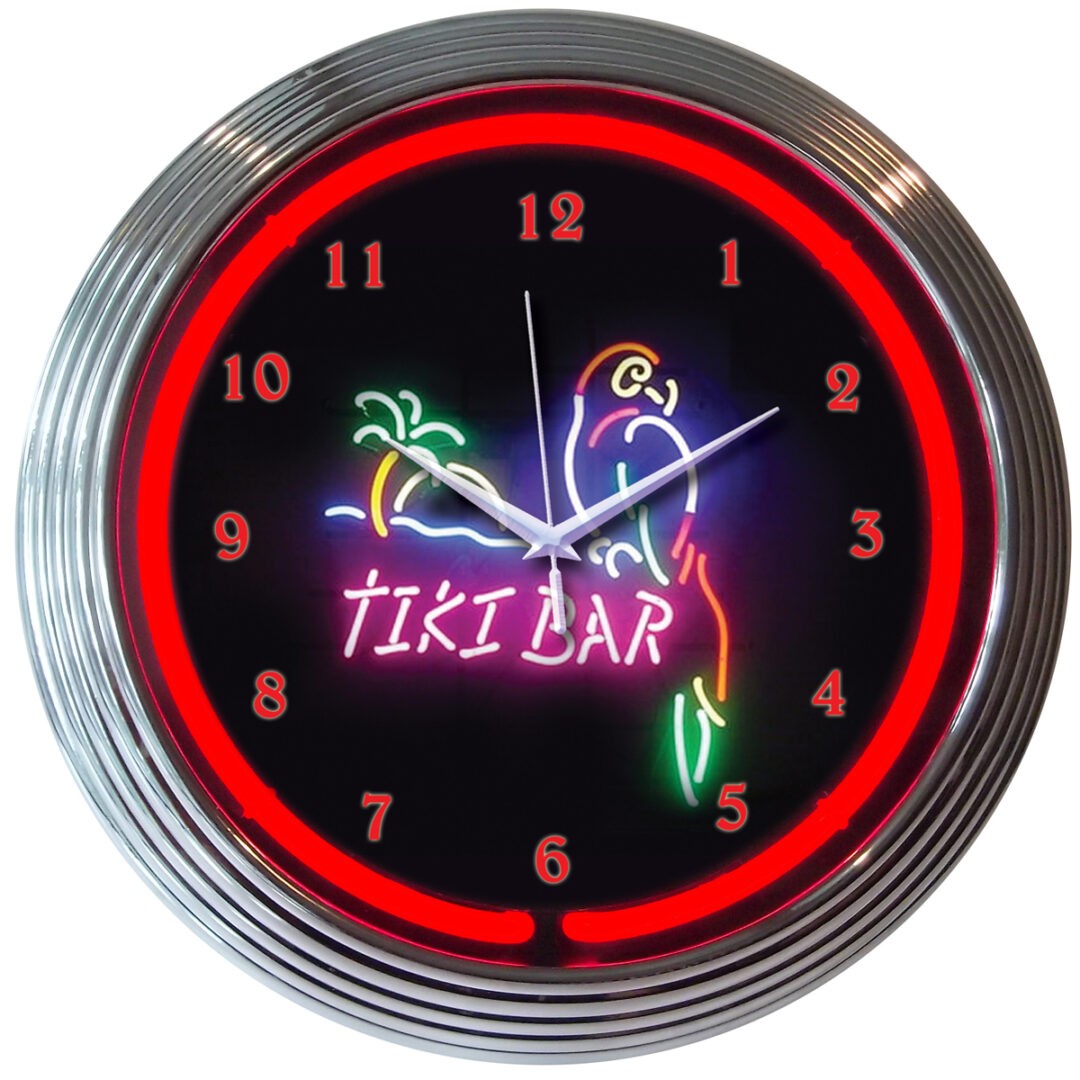 Tiki Bar Neon Clock Gameroom Basement Mancave Wall Art Decor