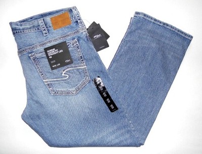 Silver Jeans CO Herren NEU Gordie Loose Straight Fit Jeans 42''W X 32''L Blau Baggy