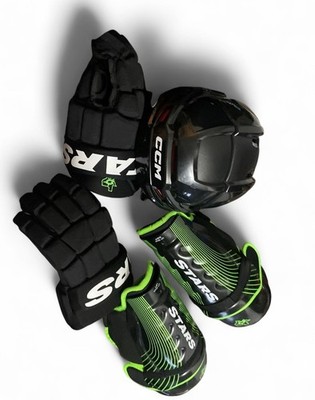 Stars  Helmet , Gloves And Shin Guards Sz jr M