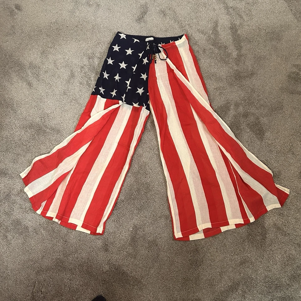 Pantalones de pierna ancha 158 Ralph Lauren Denim & Supply para mujer bandera patriótica americana M Foto 2 de 4