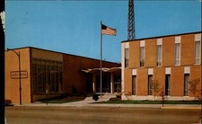 City Hall Bellevue Illinois flag ~ 1967 vintage postcard