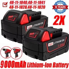 2X 9Ah For Milwaukee M18 Li-Ion Extended Capacity Battery 48-11-1860 48-11-1890