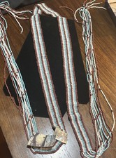 Glass bead vintage style belt BoHo hippie 73 Brown White Turquoise NWT Ecote