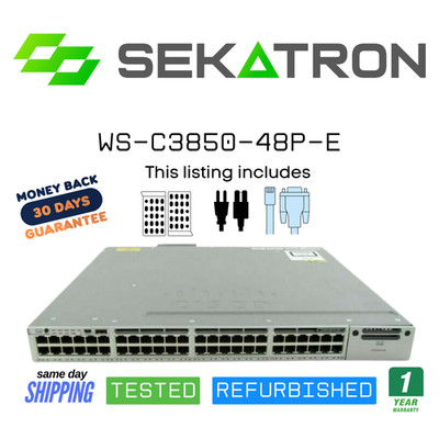   Cisco WS-C3850-48P-E 48-Port Gigabit PoE+ Enhanced Services Switch Fast Ship