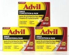 Advil Sinus Congestion And Pain Tablets 20 Tablets 3-Pack  Exp 09/2027