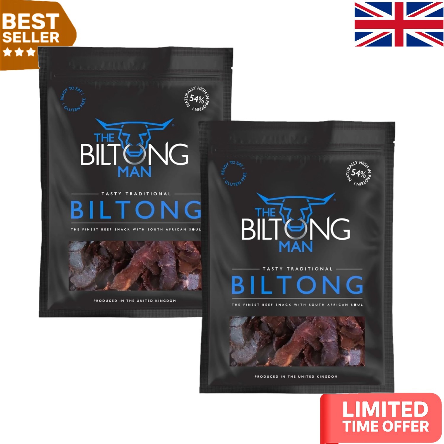 Tasty Traditional Lean Beef Biltong - 800g High-Protein Snack, Authentic Taste