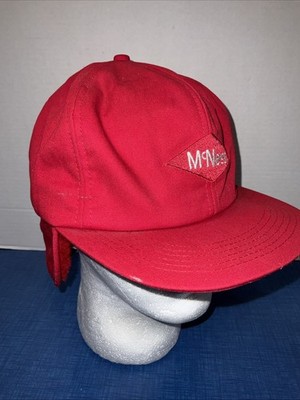 Vintage McNess Winter Ear Flap Red Trapper Hat K-Products Size Medium To Large