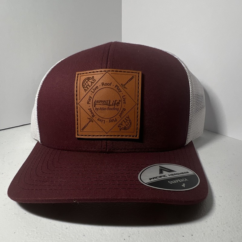 Pacific Headwear Burgundy & White Snapback Trucker Hat, Adjustable Mesh Back