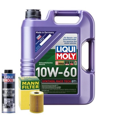 Motoröl 10W60 LIQUI MOLY Synthoil Race Tech Gt1 5L +MANN Ölfilter +Spülung