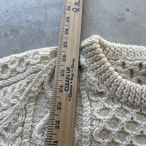 Vintage John Malloy Aran Irish Sweater Wool Fisherman Cable Knit Ivory Mens XL, $89.99 - Photo 5